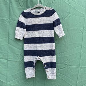 babyGap navy and gray striped sweater onesie size 6-12 months
